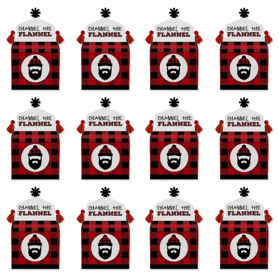 Big Dot of Happiness Lumberjack - Channel the Flannel - Treat Box Party Favors - Buffalo Plaid Party Goodie Gable Boxes - Set of 12 {6}
