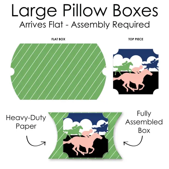 Big Dot of Happiness Kentucky Horse Derby - Favor Gift Boxes - Horse Race Party Large Pillow Boxes - Set of 12 {7}