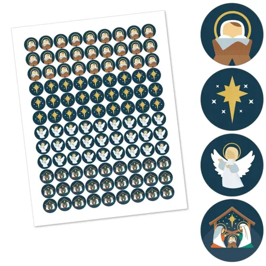 Big Dot of Happiness Holy Nativity - Manger Scene Religious Christmas Round Candy Sticker Favors - Labels Fits Chocolate Candy (1 sheet of 108) {3}
