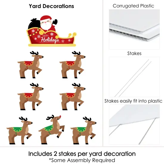 Big Dot of Happiness Santa's Reindeer - Yard Sign and Outdoor Lawn Decorations - Santa Claus Christmas Yard Signs - Set of 8 {6}