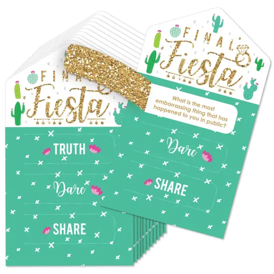 Big Dot of Happiness Final Fiesta - Last Fiesta Bachelorette Party Game Pickle Cards - Truth, Dare, Share Pull Tabs - Set of 12 {1}