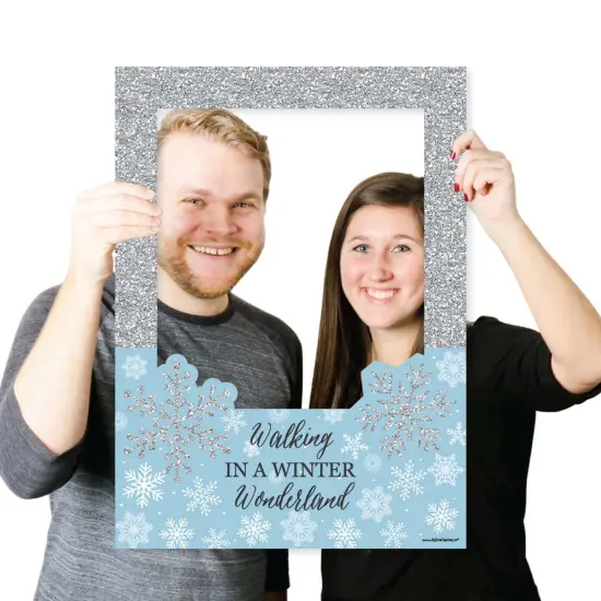 Big Dot of Happiness Winter Wonderland - Snowflake Holiday Party & Winter Wedding Selfie Photo Booth Picture Frame & Props -Printed on Sturdy Material {4}