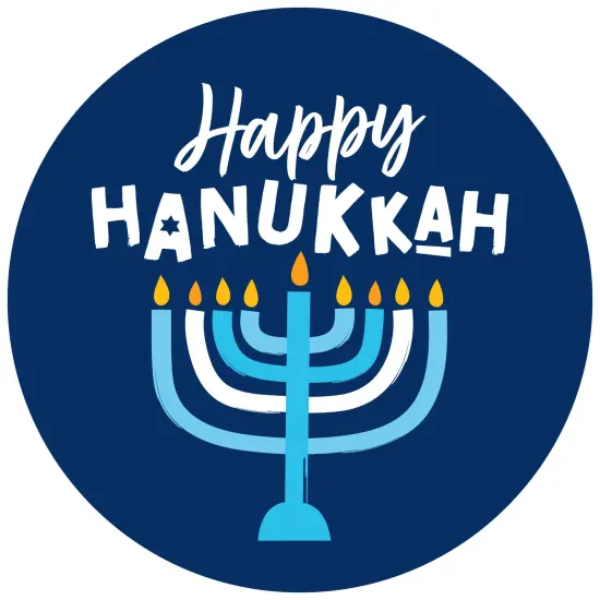 Big Dot of Happiness Hanukkah Menorah - Chanukah Holiday Party Circle Sticker Labels - 24 Count {1}