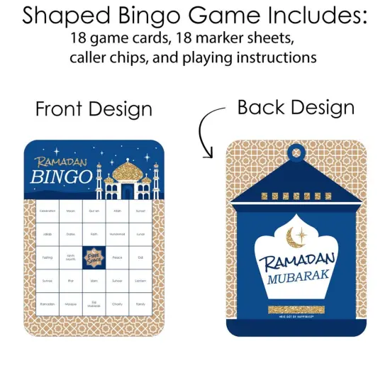 Big Dot of Happiness Ramadan - Bingo Cards and Markers - Eid Mubarak Bingo Game - Set of 18 {4}