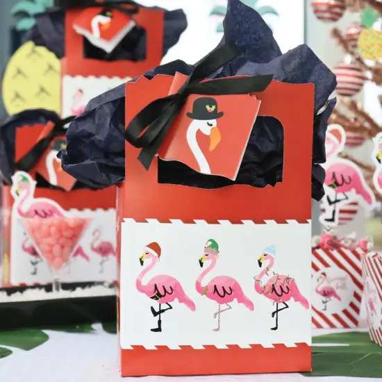 Big Dot of Happiness Flamingle Bells - Tropical Flamingo Christmas Party Favor Boxes - Set of 12 {7}