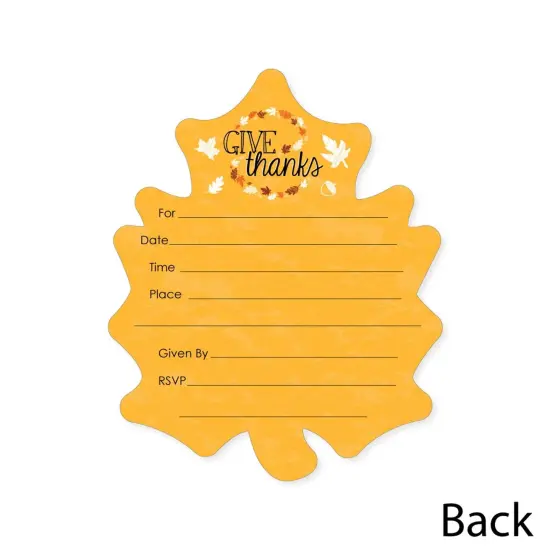 Big Dot of Happiness Give Thanks - Shaped Fill-in Invitations - Thanksgiving Party Invitation Cards with Envelopes - Set of 12 {6}