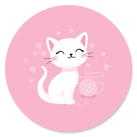 Big Dot of Happiness Purr-fect Kitty Cat - Kitten Meow Baby Shower or Birthday Party Circle Sticker Labels - 24 Count {1}