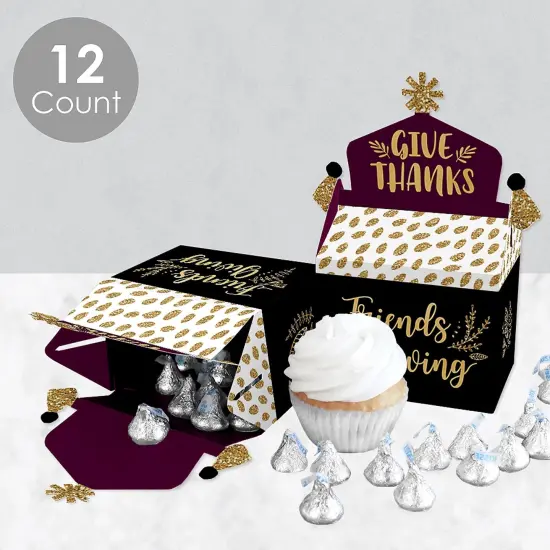 Big Dot of Happiness Elegant Thankful for Friends - Treat Box Party Favors - Friendsgiving Thanksgiving Party Goodie Gable Boxes - Set of 12 {4}