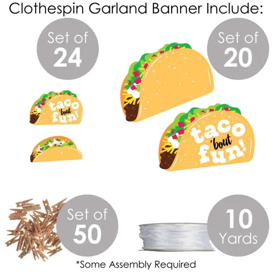 Big Dot of Happiness Taco 'Bout Fun - Fiesta DIY Decorations - Clothespin Garland Banner - 44 Pieces {6}