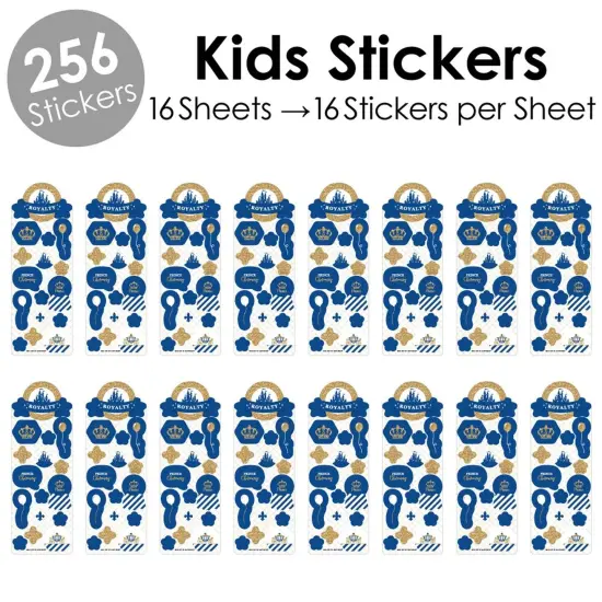 Big Dot of Happiness Royal Prince Charming - Birthday Party Favor Kids Stickers - 16 Sheets - 256 Stickers {3}