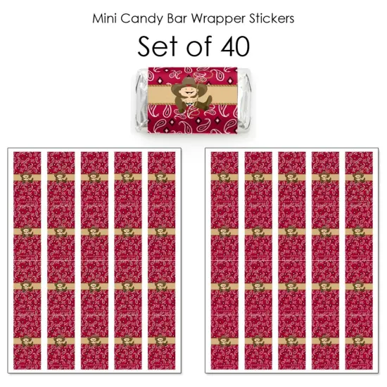 Big Dot of Happiness Little Cowboy - Mini Candy Bar Wrapper Stickers - Western Baby Shower or Birthday Party Small Favors - 40 Count {4}