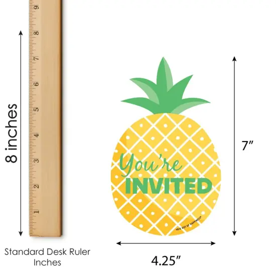 Big Dot of Happiness Tropical Pineapple - Shaped Fill-in Invitations - Summer Party Invitation Cards with Envelopes - Set of 12 {7}