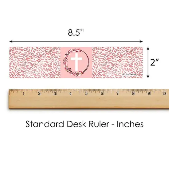 Big Dot of Happiness Pink Elegant Cross - Girl Religious Party Water Bottle Sticker Labels - Set of 20 {6}