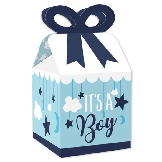 Big Dot of Happiness It's a Boy - Square Favor Gift Boxes - Blue Baby Shower Bow Boxes - Set of 12 {1}