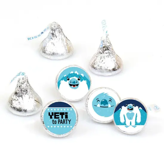 Big Dot of Happiness Yeti to Party - Abominable Snowman Birthday Party Round Candy Sticker Favors - Labels Fits Chocolate Candy (1 sheet of 108) {1}
