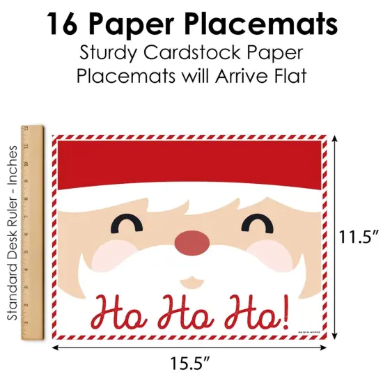 Big Dot of Happiness Jolly Santa Claus - Party Table Decorations - Christmas Party Placemats - Set of 16 {6}