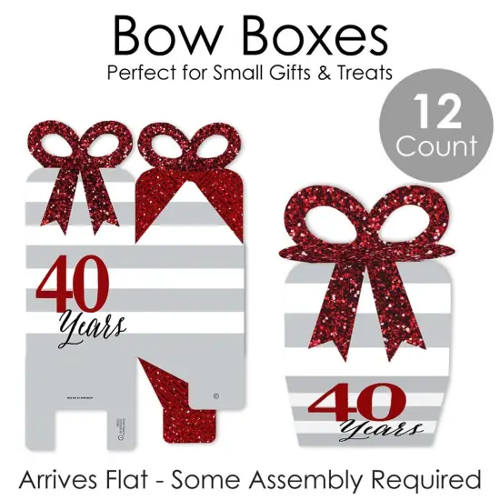 Big Dot of Happiness We Still Do - 40th Wedding Anniversary - Square Favor Gift Boxes - Anniversary Party Bow Boxes - Set of 12 {7}