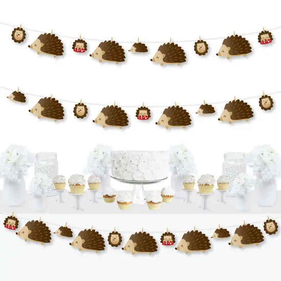 Big Dot of Happiness Forest Hedgehogs - Woodland Birthday Party or Baby Shower DIY Decorations - Clothespin Garland Banner - 44 Pieces {1}