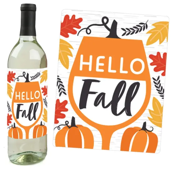 Big Dot of Happiness Happy Fall Truck - Harvest Pumpkin Party Decorations for Women and Men - Wine Bottle Label Stickers - Set of 4 {6}