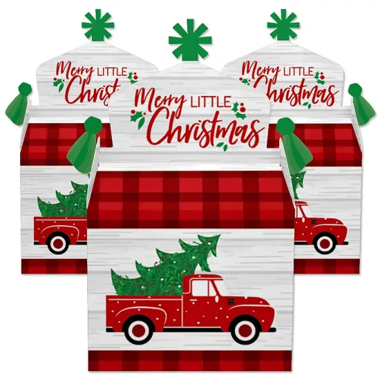 Big Dot of Happiness Merry Little Christmas Tree - Treat Box Party Favors - Red Truck Christmas Party Goodie Gable Boxes - Set of 12 {3}
