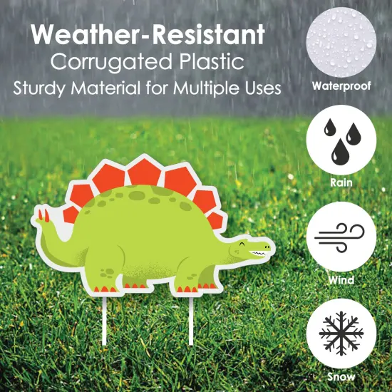 Big Dot of Happiness Roar Dinosaur - Yard Sign and Outdoor Lawn Decorations - Dino Mite T-Rex Baby Shower or Birthday Party Yard Signs - Set of 8 {4}