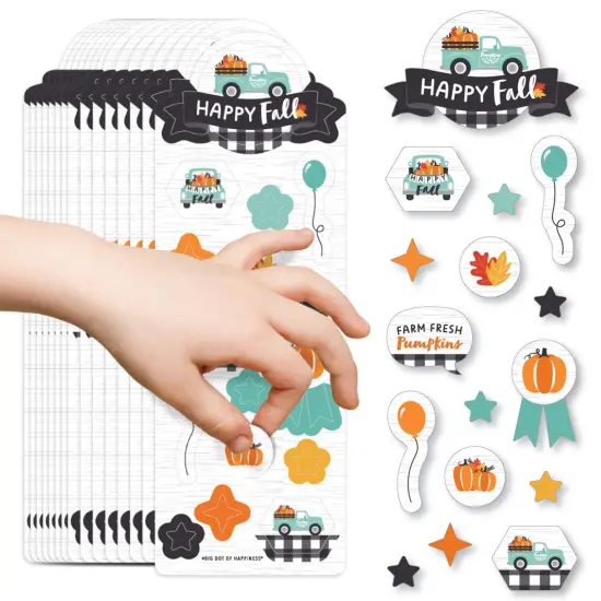 Big Dot of Happiness Happy Fall Truck - Harvest Pumpkin Party Favor Kids Stickers - 16 Sheets - 256 Stickers {1}