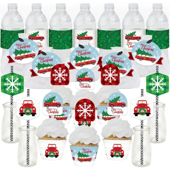 Big Dot of Happiness Merry Little Christmas Tree - Red Truck and Car Christmas Party Favors and Cupcake Kit - Fabulous Favor Party Pack - 100 Pieces {1}