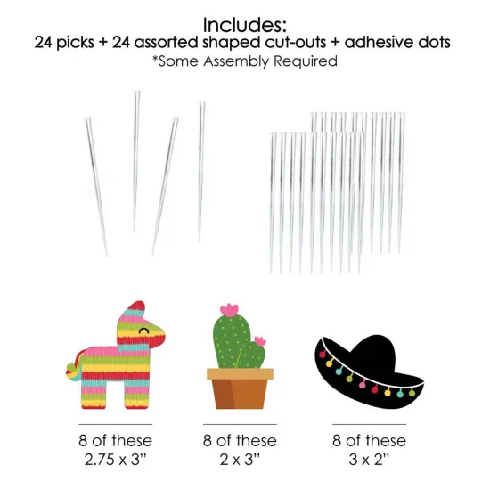 Big Dot of Happiness Let's Fiesta - Dessert Cupcake Toppers - Fiesta Party Clear Treat Picks - Set of 24 {7}