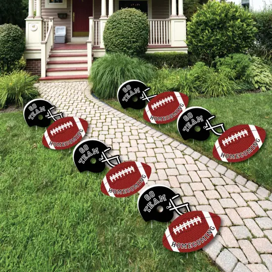 Big Dot of Happiness Homecoming - Helmet and Football Lawn Decorations - Outdoor Football Themed Yard Decorations - 10 Piece {1}