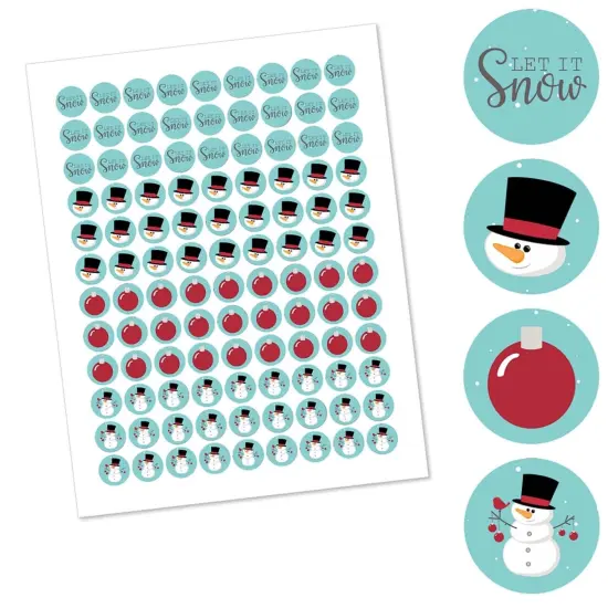 Big Dot of Happiness Let It Snow - Snowman - Holiday and Christmas Round Candy Sticker Favors - Labels Fits Chocolate Candy (1 Sheet of 108) {3}