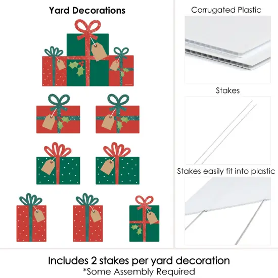 Big Dot of Happiness Happy Holiday Presents - Yard Sign and Outdoor Lawn Decorations - Christmas Party Yard Signs - Set of 8 {6}