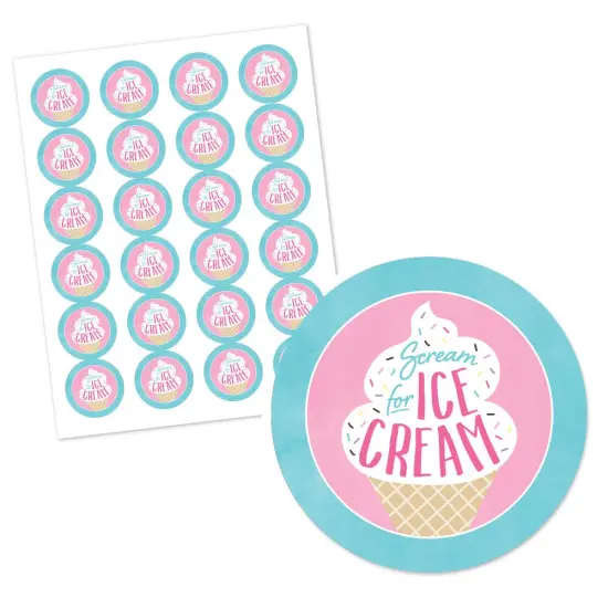 Big Dot of Happiness Scoop Up the Fun - Ice Cream - Sprinkles Party Circle Sticker Labels - 24 Count {3}