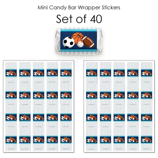 Big Dot of Happiness Go, Fight, Win - Sports - Mini Candy Bar Wrapper Stickers - Baby Shower or Birthday Party Small Favors - 40 Count {4}