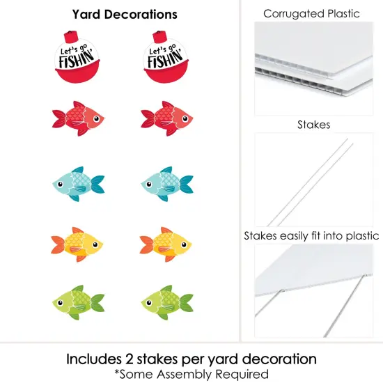 Big Dot of Happiness Let's Go Fishing - Bobber Lawn Decorations - Outdoor Fish Themed Birthday Party or Baby Shower Yard Decorations - 10 Piece {7}
