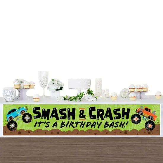 Big Dot of Happiness Smash and Crash - Monster Truck - Happy Birthday Boy Decorations Party Banner {4}