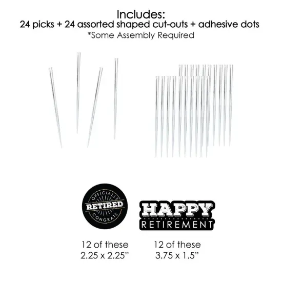 Big Dot of Happiness Happy Retirement - Dessert Cupcake Toppers - Retirement Party Clear Treat Picks - Set of 24 {7}