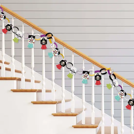 Big Dot of Happiness Day of the Dead - 90 Chain Links and 30 Paper Tassels Decoration Kit - Sugar Skull Party Paper Chains Garland - 21 feet {3}