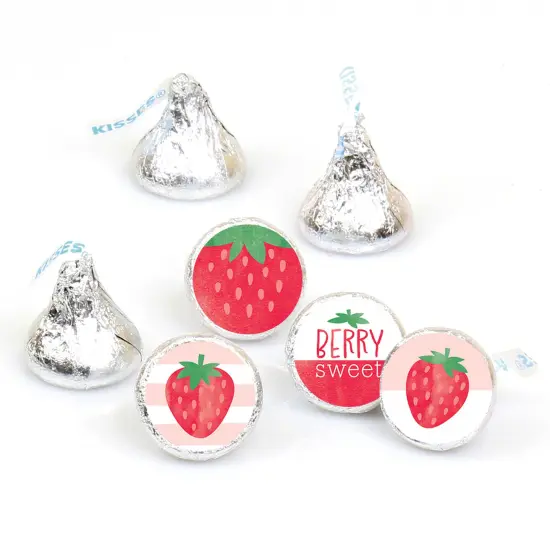 Big Dot of Happiness Berry Sweet Strawberry - Fruit Themed Birthday Party or Baby Shower Round Candy Sticker Favors Labels Fits Chocolate Candy 108 Ct {1}