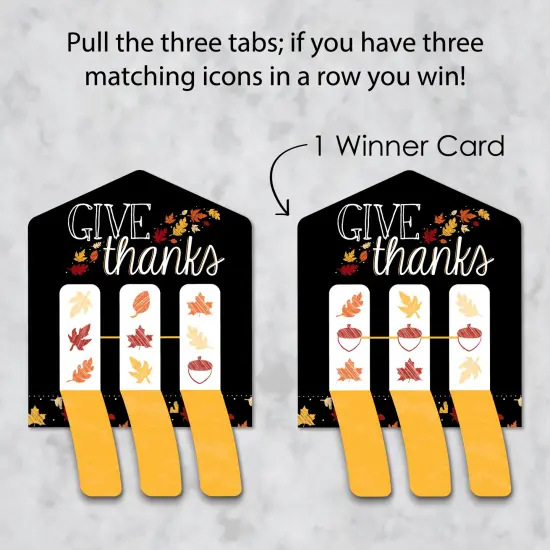Big Dot of Happiness Give Thanks - Thanksgiving Party Game Pickle Cards - Pull Tabs 3-in-a-Row - Set of 12 {4}