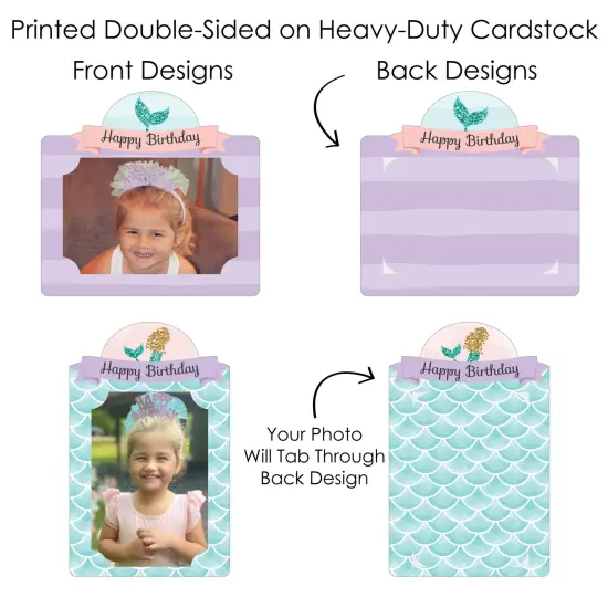 Big Dot of Happiness Let's Be Mermaids - Birthday Party Picture Centerpiece Sticks - Photo Table Toppers - 15 Pieces {7}