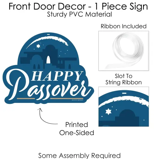 Big Dot of Happiness Happy Passover - Hanging Porch Pesach Jewish Holiday Party Outdoor Decorations - Front Door Decor - 1 Piece Sign {6}