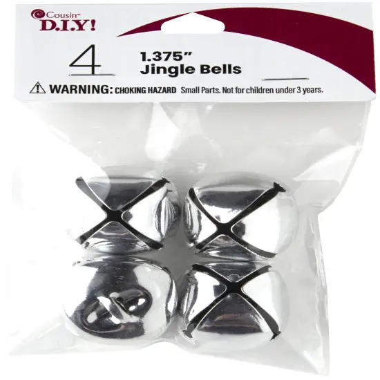 CousinDIY Jingle Bells 1.375" 4/Pkg-Silver {1}