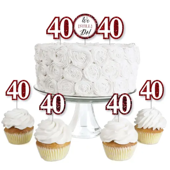 Big Dot of Happiness We Still Do - 40th Wedding Anniversary - Dessert Cupcake Toppers - Anniversary Party Clear Treat Picks - Set of 24 {1}