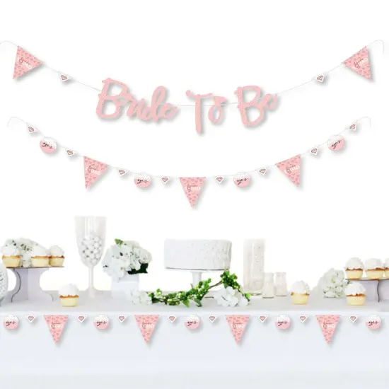 Big Dot of Happiness Bride Squad - Rose Gold Bridal Shower or Bachelorette Party Letter Banner Decor - 36 Banner Cutouts & Bride to Be Banner Letters {3}