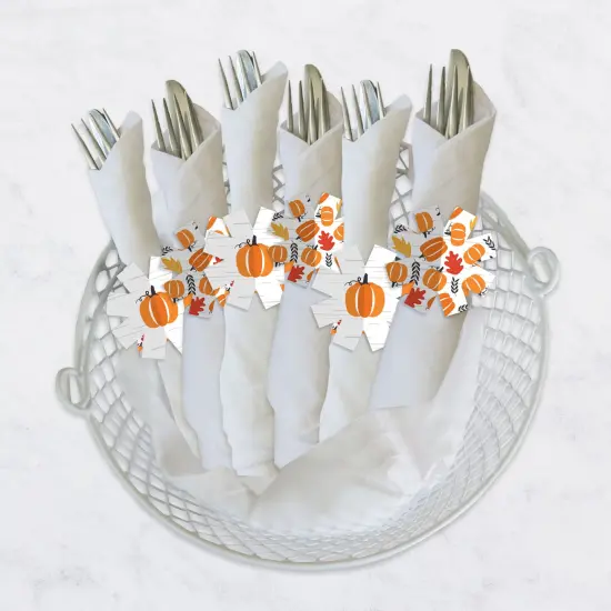 Big Dot of Happiness Fall Pumpkin - Halloween or Thanksgiving Party Paper Napkin Holder - Napkin Rings - Set of 24 {4}