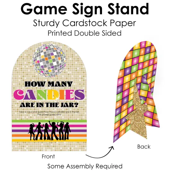 Big Dot of Happiness 70&rsquo;s Disco - How Many Candies 1970s Disco Fever Party Game - 1 Stand and 40 Cards - Candy Guessing Game {6}