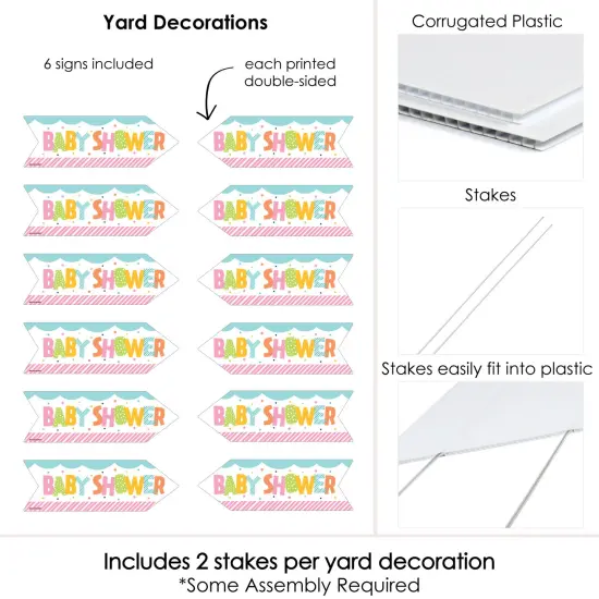 Big Dot of Happiness Colorful Baby Shower - Arrow Gender Neutral Party Direction Signs - Double Sided Outdoor Yard Signs - Set of 6 {6}