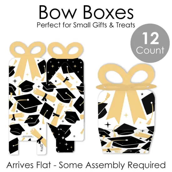 Big Dot of Happiness Goodbye High School, Hello College - Square Favor Gift Boxes - Graduation Party Bow Boxes - Set of 12 {7}