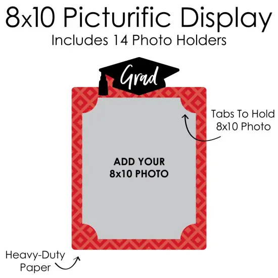 Big Dot of Happiness Red Graduation 8 x 10 inches K-12 School Photo Holder - DIY Party Decor - Picturific Display {7}