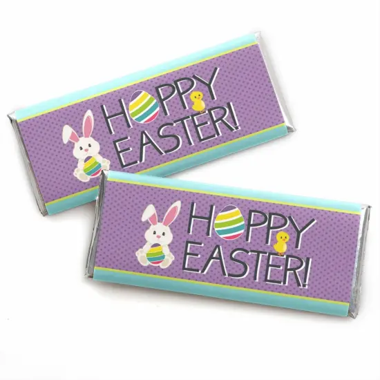 Big Dot of Happiness Hippity Hoppity - Candy Bar Wrapper Easter Bunny Party Favors - Set of 24 {1}